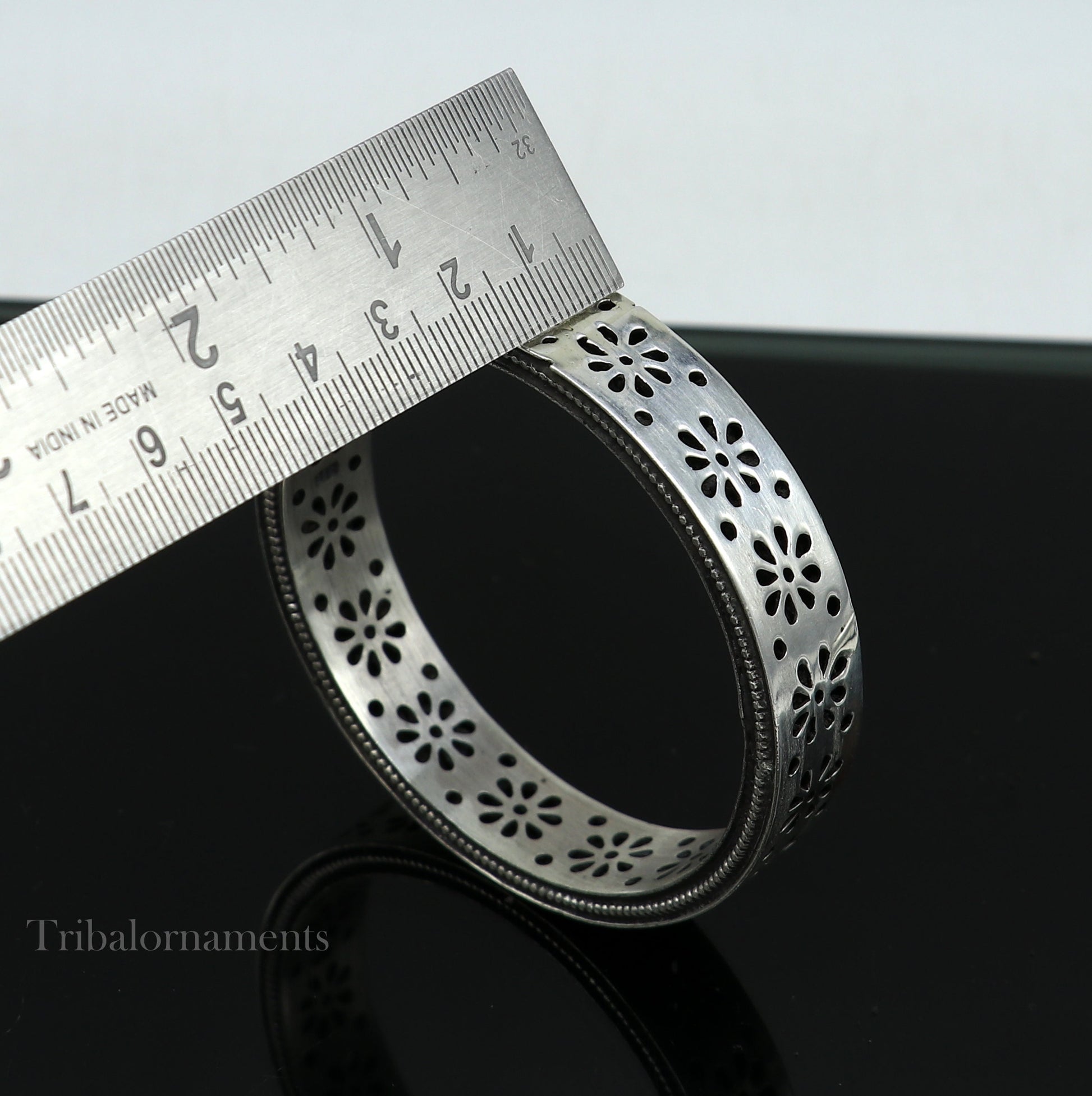 925 sterling silver handmade floral work bangle bracelet, vintage antique design stylish brides bangle wide elegant bangle jewelry ba115 - TRIBAL ORNAMENTS