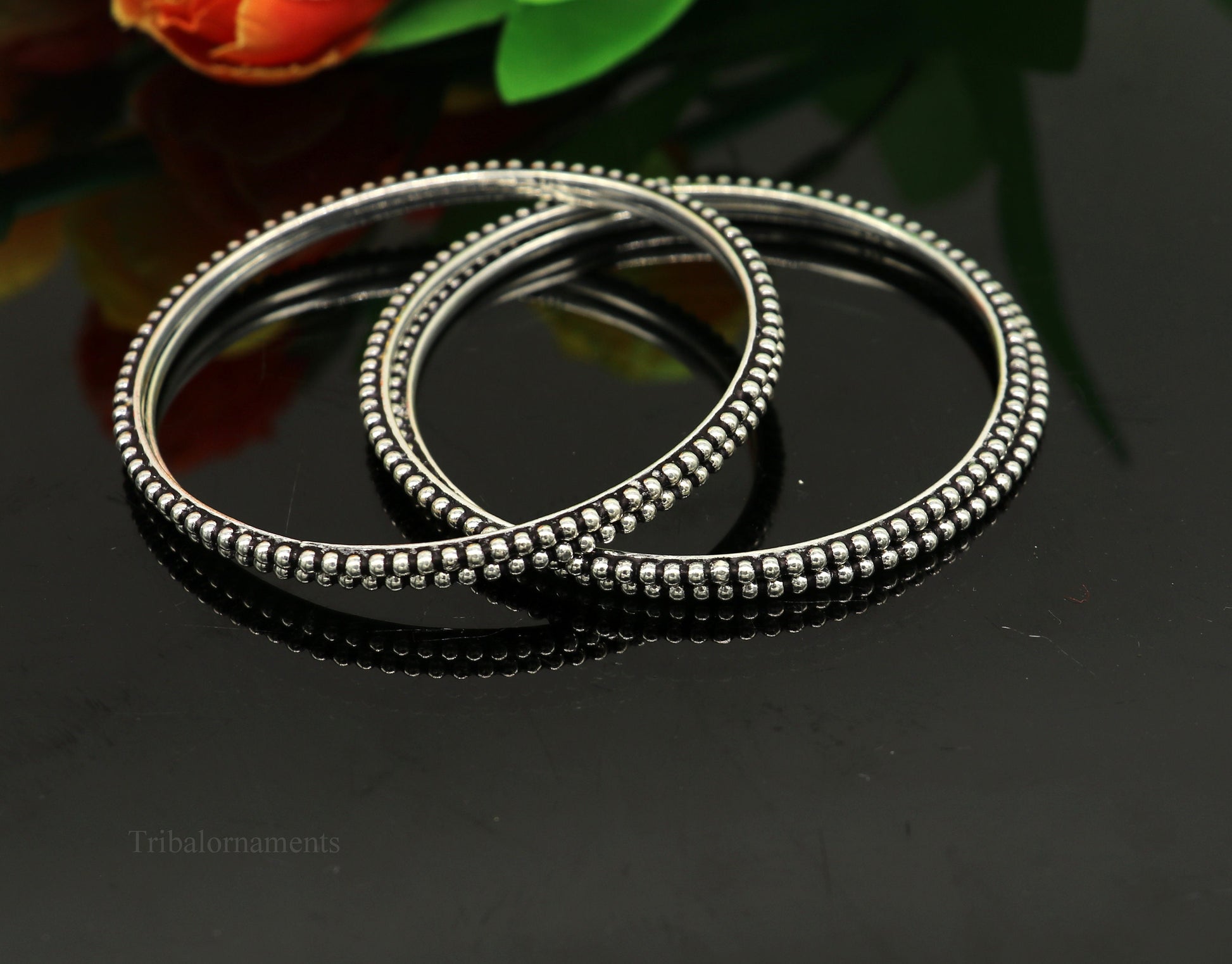 925 sterling customized waved silver balls work stylish designer bangle bracelet pure silver gifting jewelry, brides made bangles  nba177 - TRIBAL ORNAMENTS