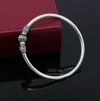 Sterling silver single ball bangle bracelet with shiny design, stylish bridal jewelry by TRIBAL ORNAMENTS, perfect for belly dance attire