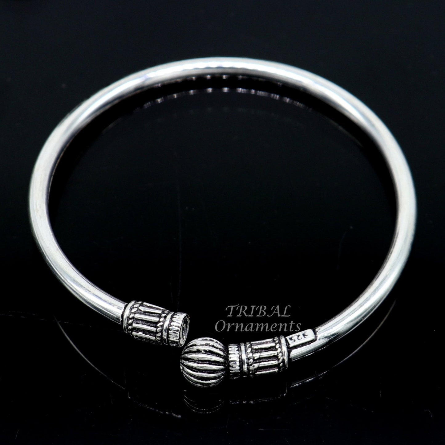 925 sterling silver plain shiny design customized single ball bangle bracelet kada, best stylish brides bangle belly dance jewelry nsk522 - TRIBAL ORNAMENTS