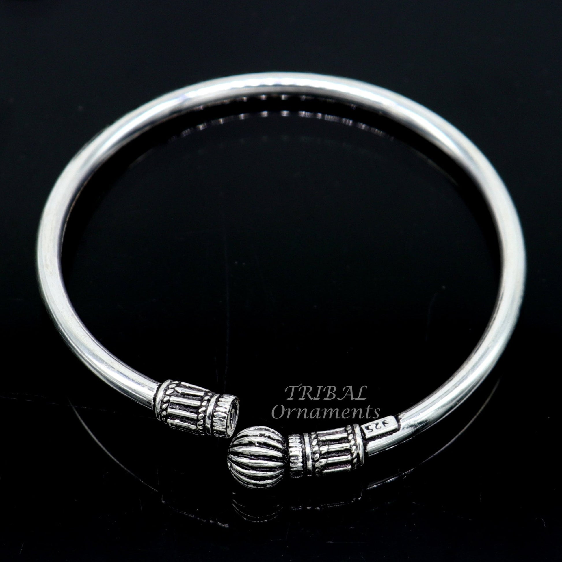 925 sterling silver plain shiny design customized single ball bangle bracelet kada, best stylish brides bangle belly dance jewelry nsk522 - TRIBAL ORNAMENTS