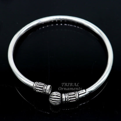 Sterling silver bangle bracelet with shiny single ball design, stylish bridal belly dance jewelry by TRIBAL ORNAMENTS