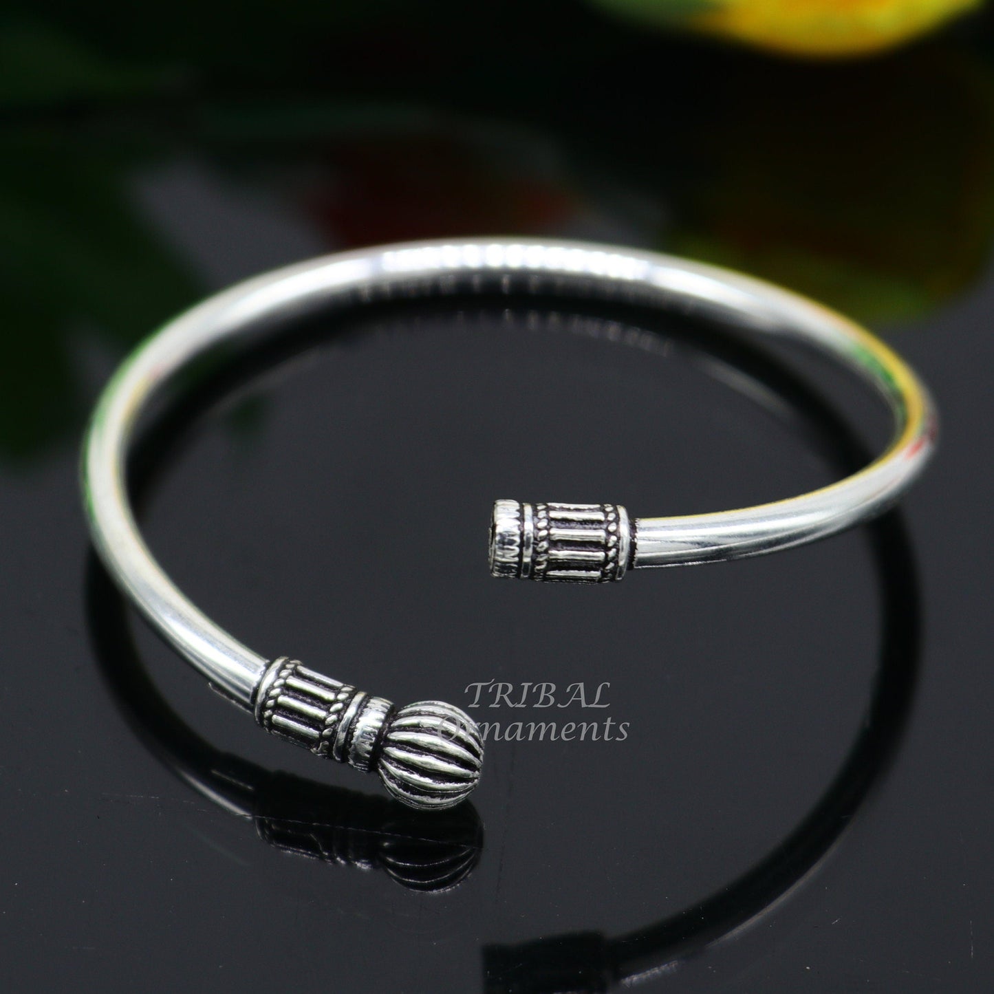 925 sterling silver plain shiny design customized single ball bangle bracelet kada, best stylish brides bangle belly dance jewelry nsk522 - TRIBAL ORNAMENTS