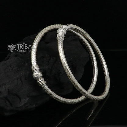 Sterling silver bangle bracelet with custom tribal design, jewelry by TRIBAL ORNAMENTS, perfect for gift or daily wear