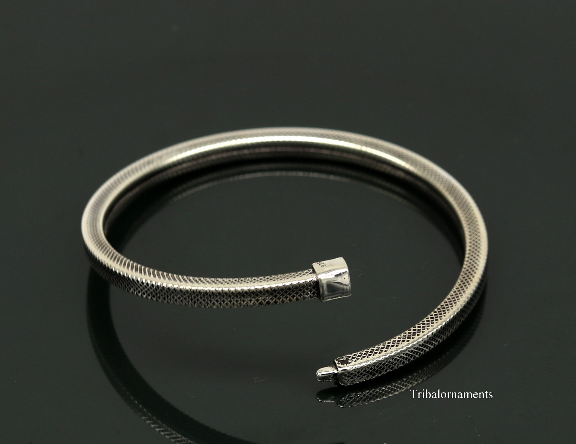 925 sterling silver handmade customized vintage design bangle bracelet kada single piece excellent oxidized gifting unisex jewelry nssk4 - TRIBAL ORNAMENTS