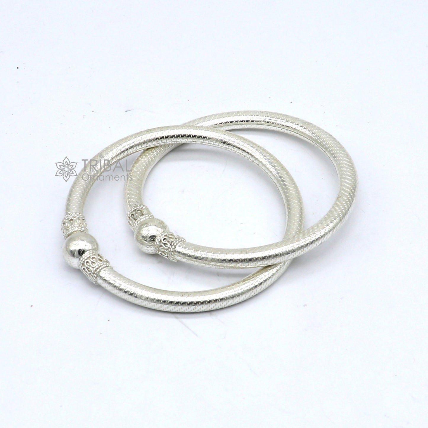 925 sterling silver handmade fabulous plain shine design bangle bracelet kada jewelry, tribal ethnic cultural single ball kada bangle nba415 - TRIBAL ORNAMENTS