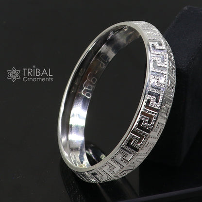 Vintage style silver bangle bracelet by TRIBAL ORNAMENTS, 999 pure solid silver tribal jewelry men's kada for gifting.