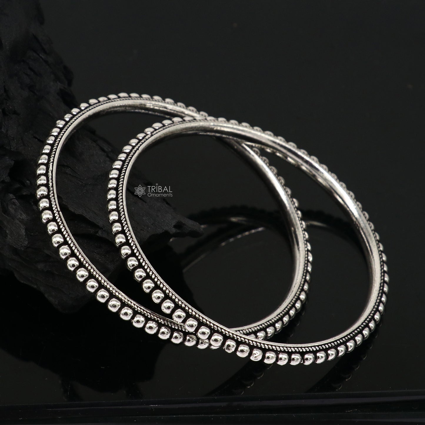 Cultural trendy 925 sterling silver handmade gorgeous bangle bracelet with excellent silver ball work tribal wedding fancy jewelry nba0398 - TRIBAL ORNAMENTS