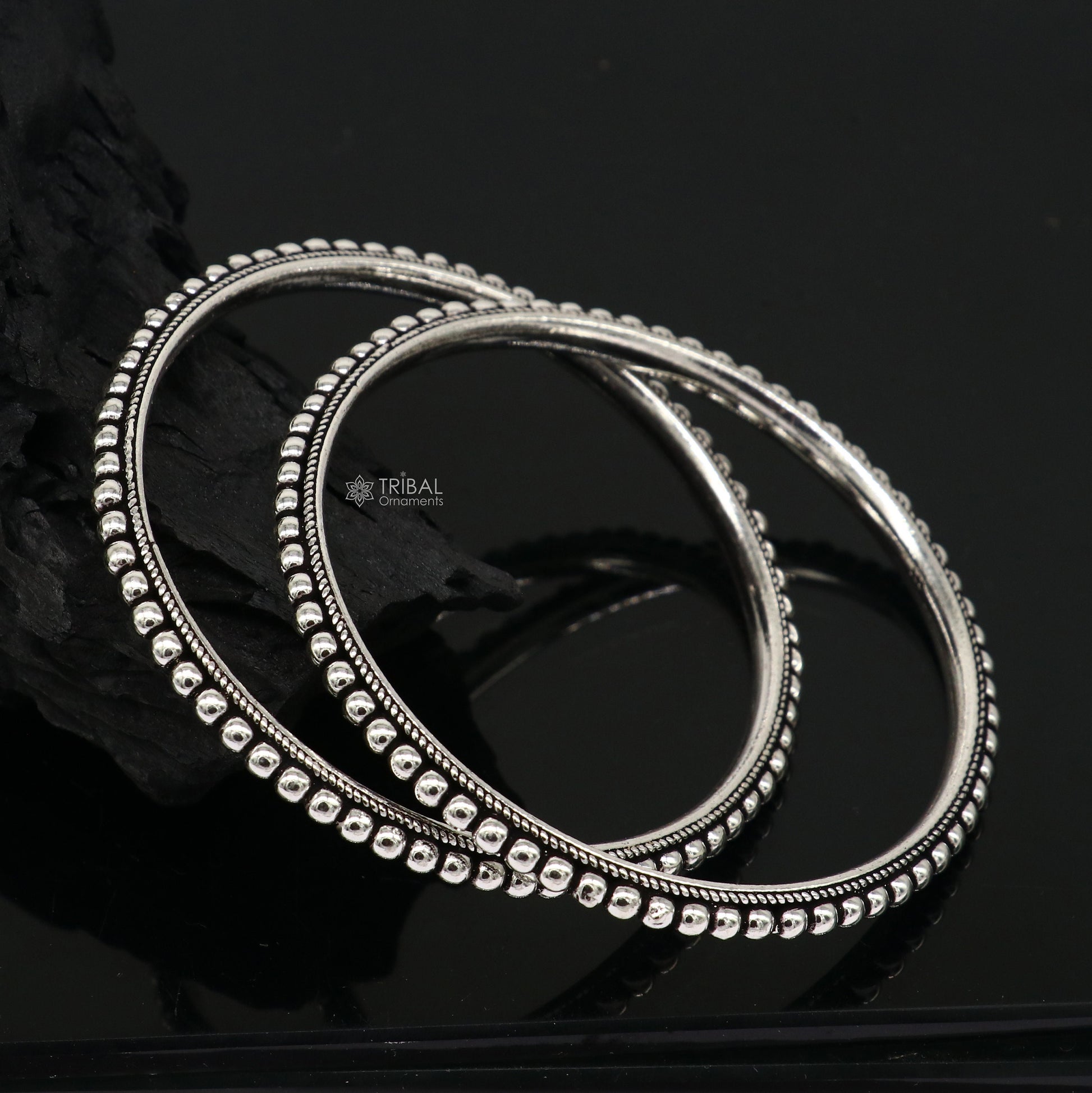 Cultural trendy 925 sterling silver handmade gorgeous bangle bracelet with excellent silver ball work tribal wedding fancy jewelry nba0398 - TRIBAL ORNAMENTS