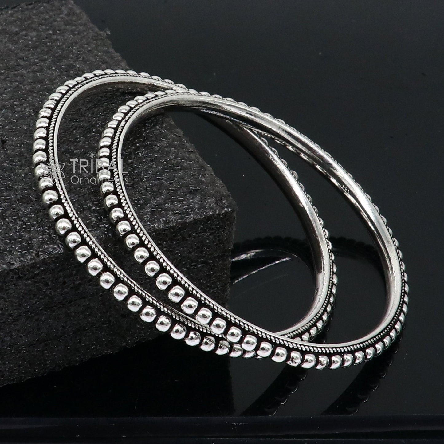 Cultural trendy 925 sterling silver handmade gorgeous bangle bracelet with excellent silver ball work tribal wedding fancy jewelry nba0398 - TRIBAL ORNAMENTS