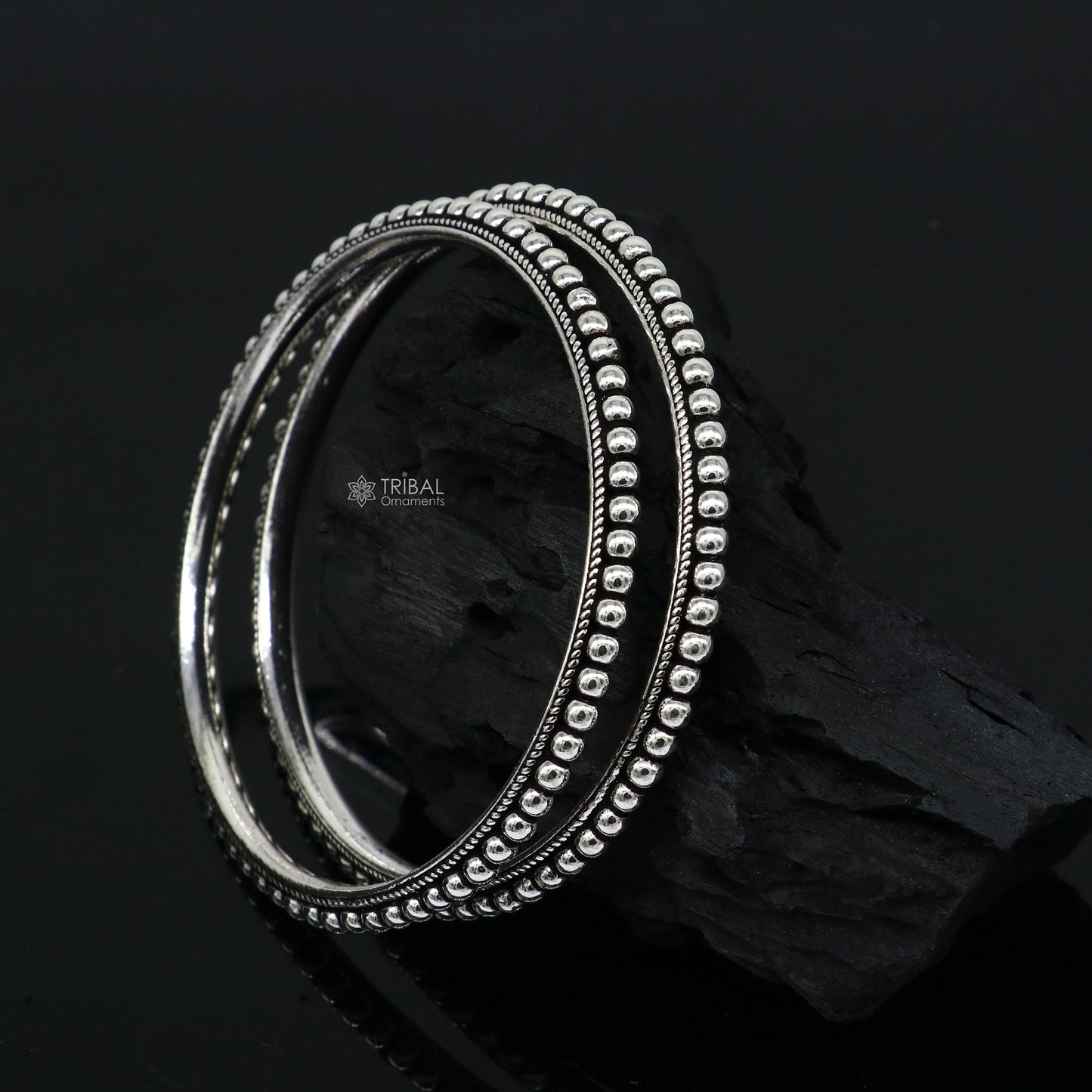 Cultural trendy 925 sterling silver handmade gorgeous bangle bracelet with excellent silver ball work tribal wedding fancy jewelry nba0398 - TRIBAL ORNAMENTS