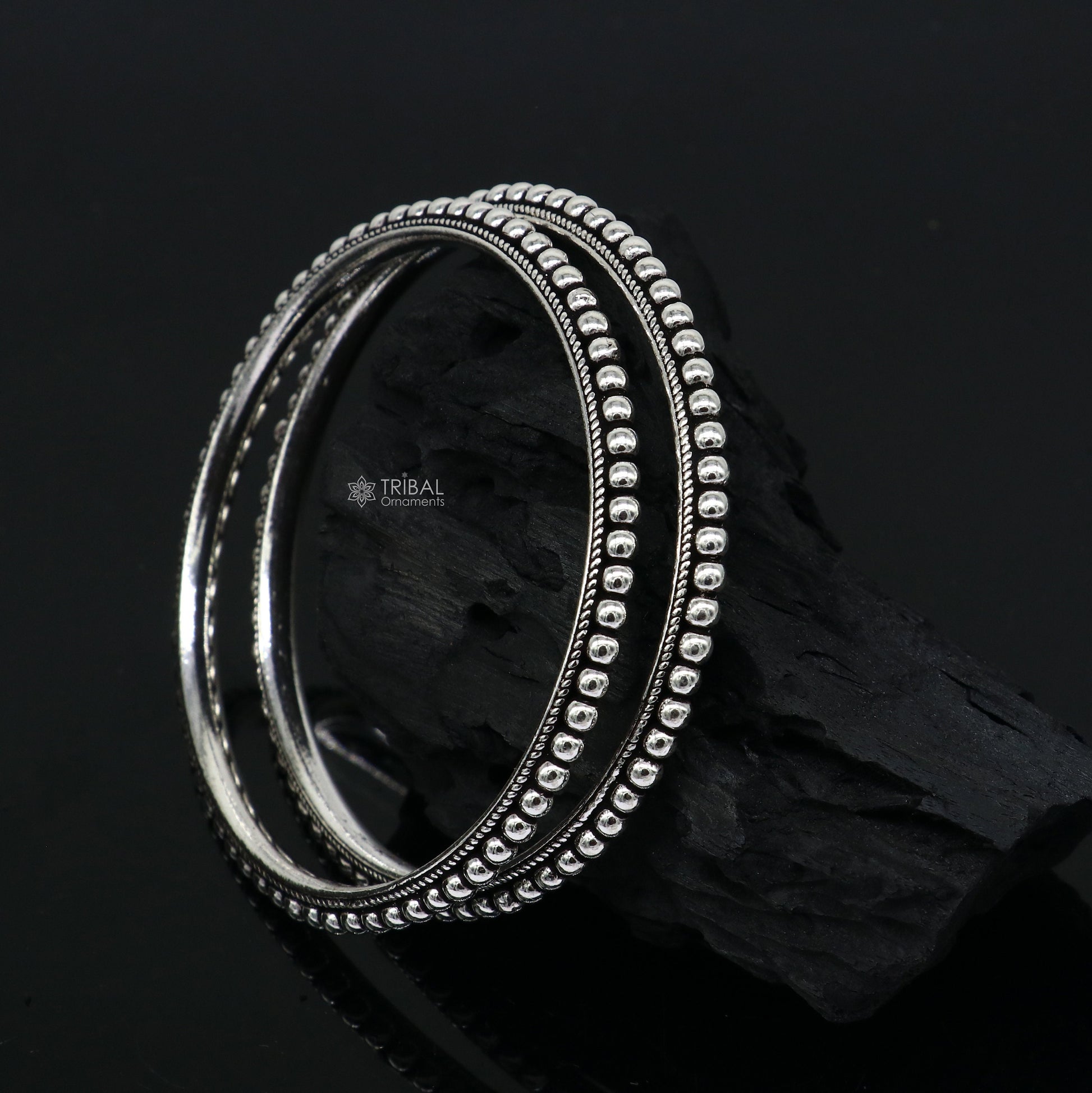 Cultural trendy 925 sterling silver handmade gorgeous bangle bracelet with excellent silver ball work tribal wedding fancy jewelry nba0398 - TRIBAL ORNAMENTS