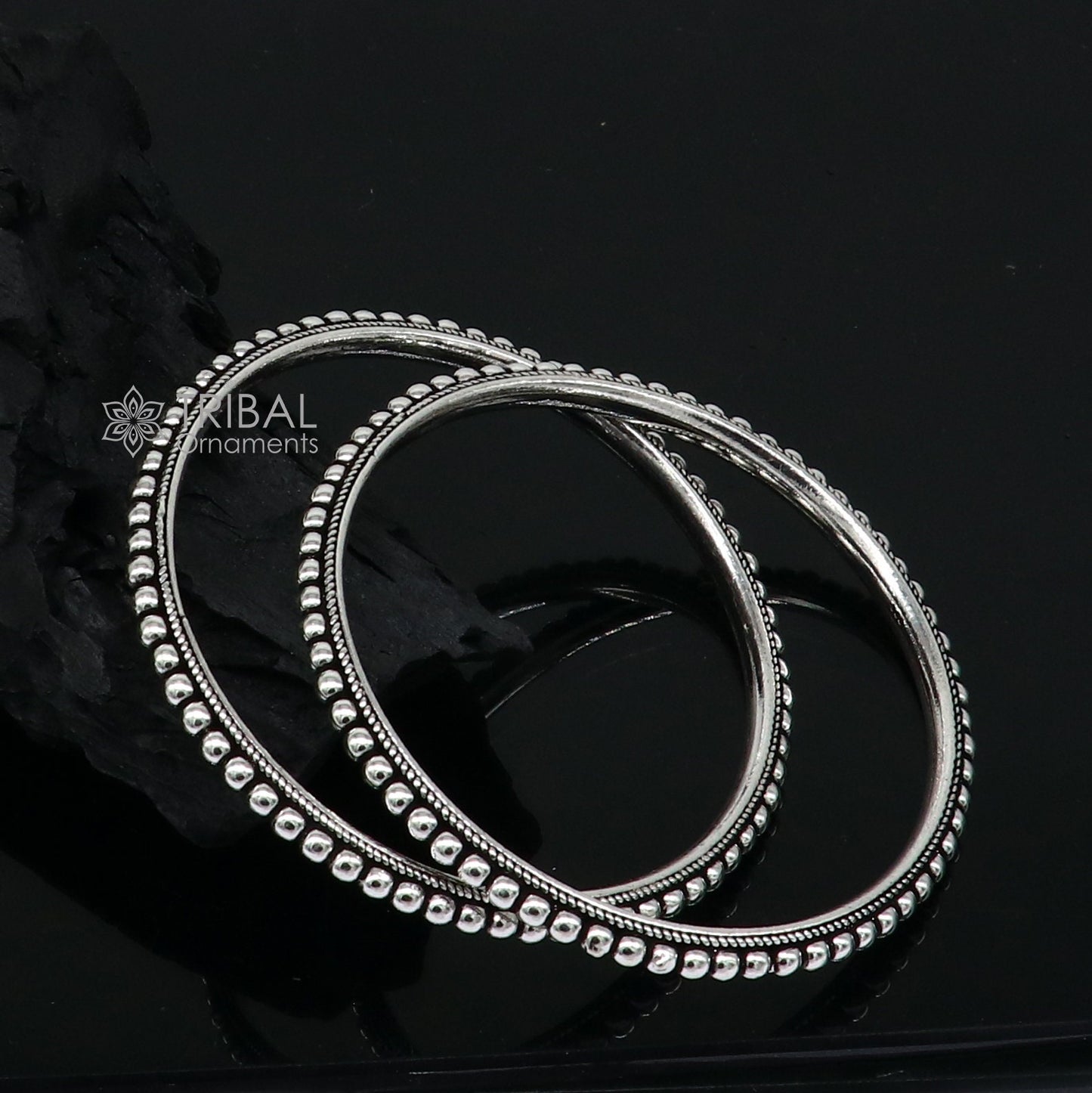 Cultural trendy 925 sterling silver handmade gorgeous bangle bracelet with excellent silver ball work tribal wedding fancy jewelry nba0398 - TRIBAL ORNAMENTS