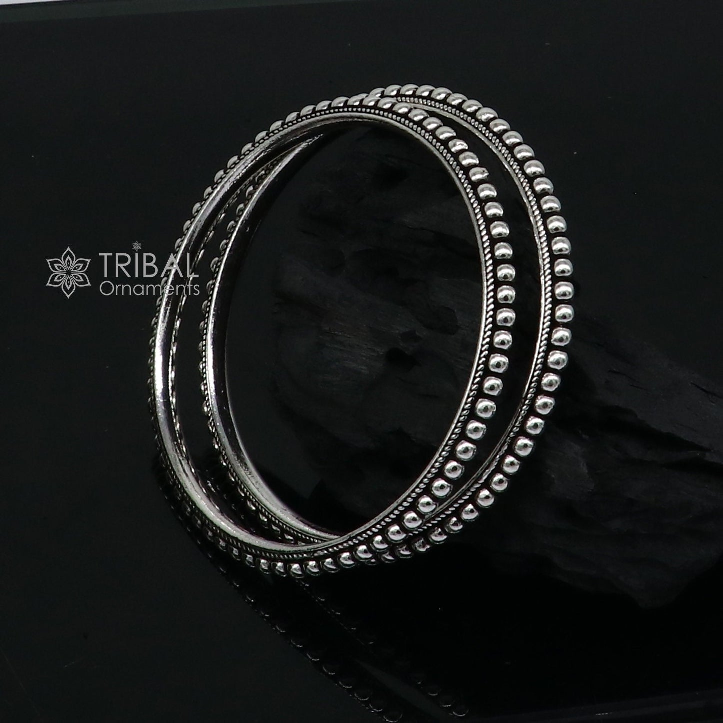 Cultural trendy 925 sterling silver handmade gorgeous bangle bracelet with excellent silver ball work tribal wedding fancy jewelry nba0398 - TRIBAL ORNAMENTS
