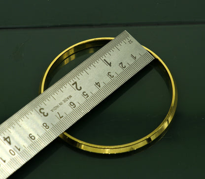 Gold polished silver bangle kada by Tribal Ornaments, unisex Sikhha Punjabi jewelry, perfect for gifting or everyday wear.