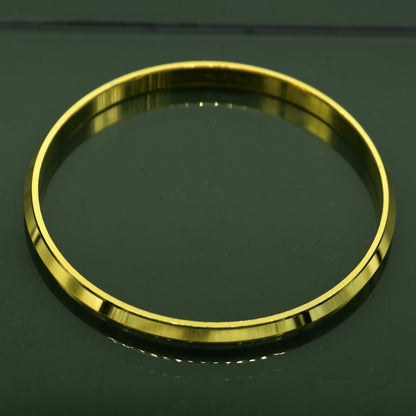 Gold polished silver bangle Sikhha Punjabi Kada by Tribal Ornaments, unisex jewelry with intricate design, ideal for gifting.