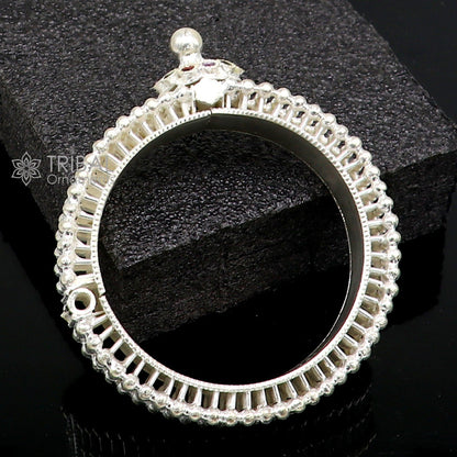 Indian traditional 925 sterling silver cuff kada bracelet with vintage tribal design, handmade bangle for brides and cultural occasions.