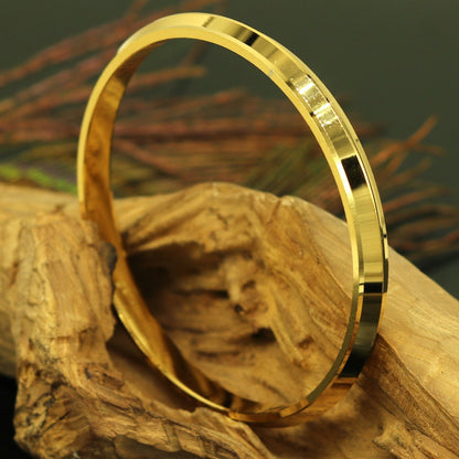 Punjabi Sikh solid silver gold-polished bangle bracelet by Tribal Ornaments, handmade tribal jewelry, personalized gift Kada.