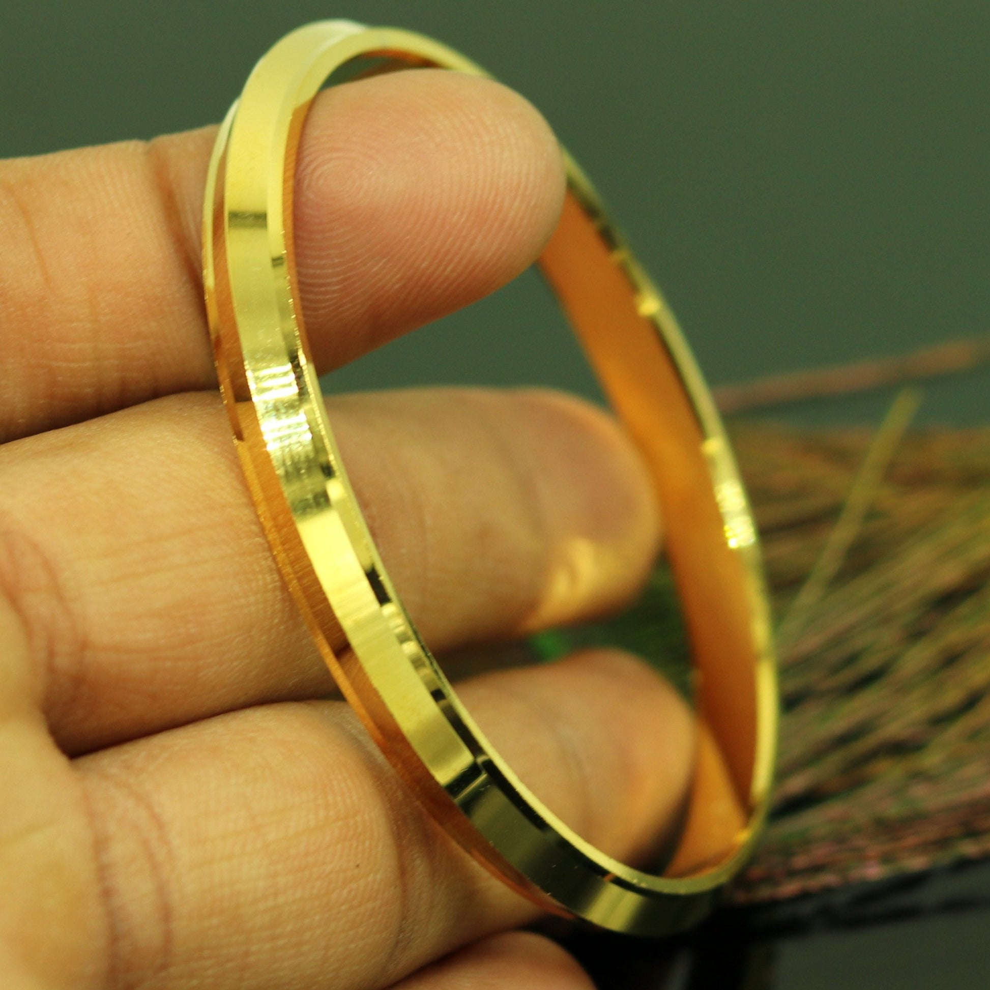 Punjabi Sikh solid silver handmade gold polished bangle bracelet kada, amazing customized design personalized gift tribal jewelry nssk235 - TRIBAL ORNAMENTS