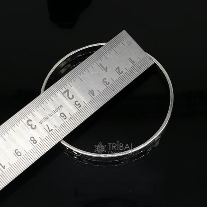 Shiny 925 silver bangle bracelet with flat plain design, modern trendy style suitable for men and women by Tribal Ornaments