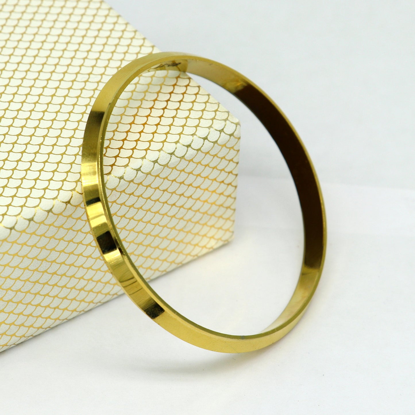 Super gold polished or plated over solid silver bangle kada, excellent sikhha punjabi kada, best unisex gifting jewelry india nssk362 - TRIBAL ORNAMENTS