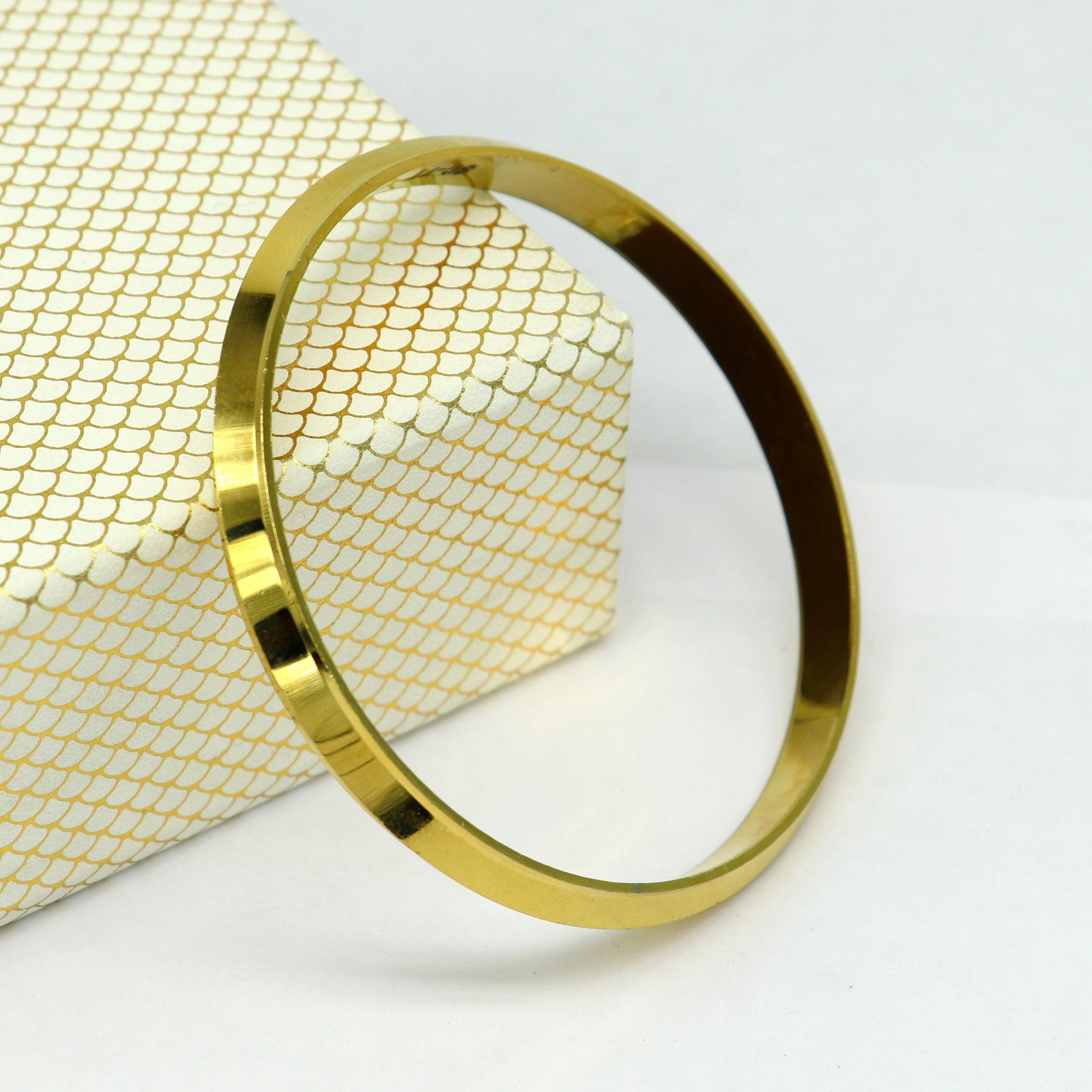 Super gold polished or plated over solid silver bangle kada, excellent sikhha punjabi kada, best unisex gifting jewelry india nssk362 - TRIBAL ORNAMENTS