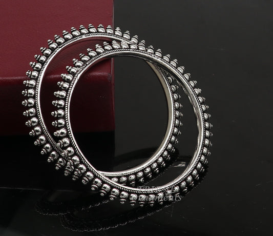 925 sterling silver handmade amazing fashionable cultural bangle bracelet, best brides silver jewelry gifting girl's bangles nba352 - TRIBAL ORNAMENTS