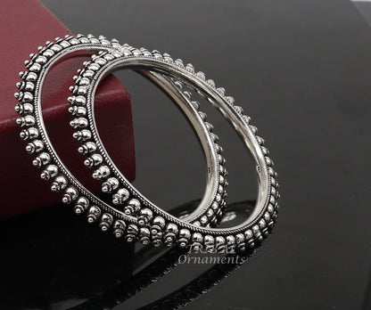 925 sterling silver cultural bangle bracelet by TRIBAL ORNAMENTS, featuring intricate handmade design for brides and gifting.