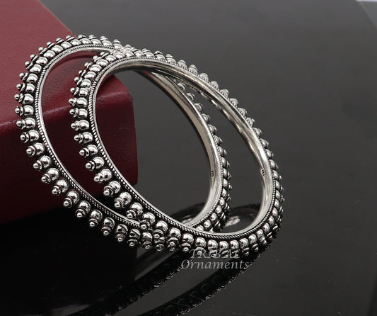 925 sterling silver handmade amazing fashionable cultural bangle bracelet, best brides silver jewelry gifting girl's bangles nba352 - TRIBAL ORNAMENTS