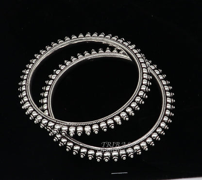 925 sterling silver tribal bangle bracelet by TRIBAL ORNAMENTS, featuring intricate cultural design, perfect for brides and gifting.