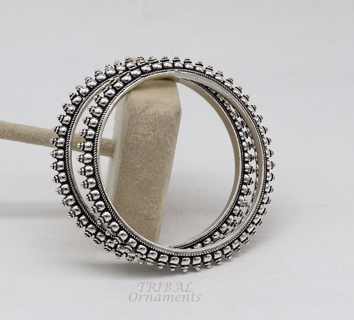 925 sterling silver cultural bangle bracelet by TRIBAL ORNAMENTS, handmade fashionable jewelry perfect for brides and gifting.