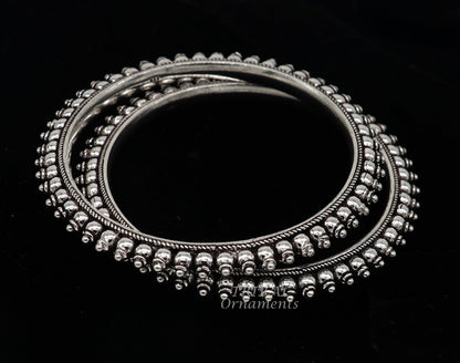 925 sterling silver cultural bangle bracelet by TRIBAL ORNAMENTS, featuring intricate handmade design for brides and girls.