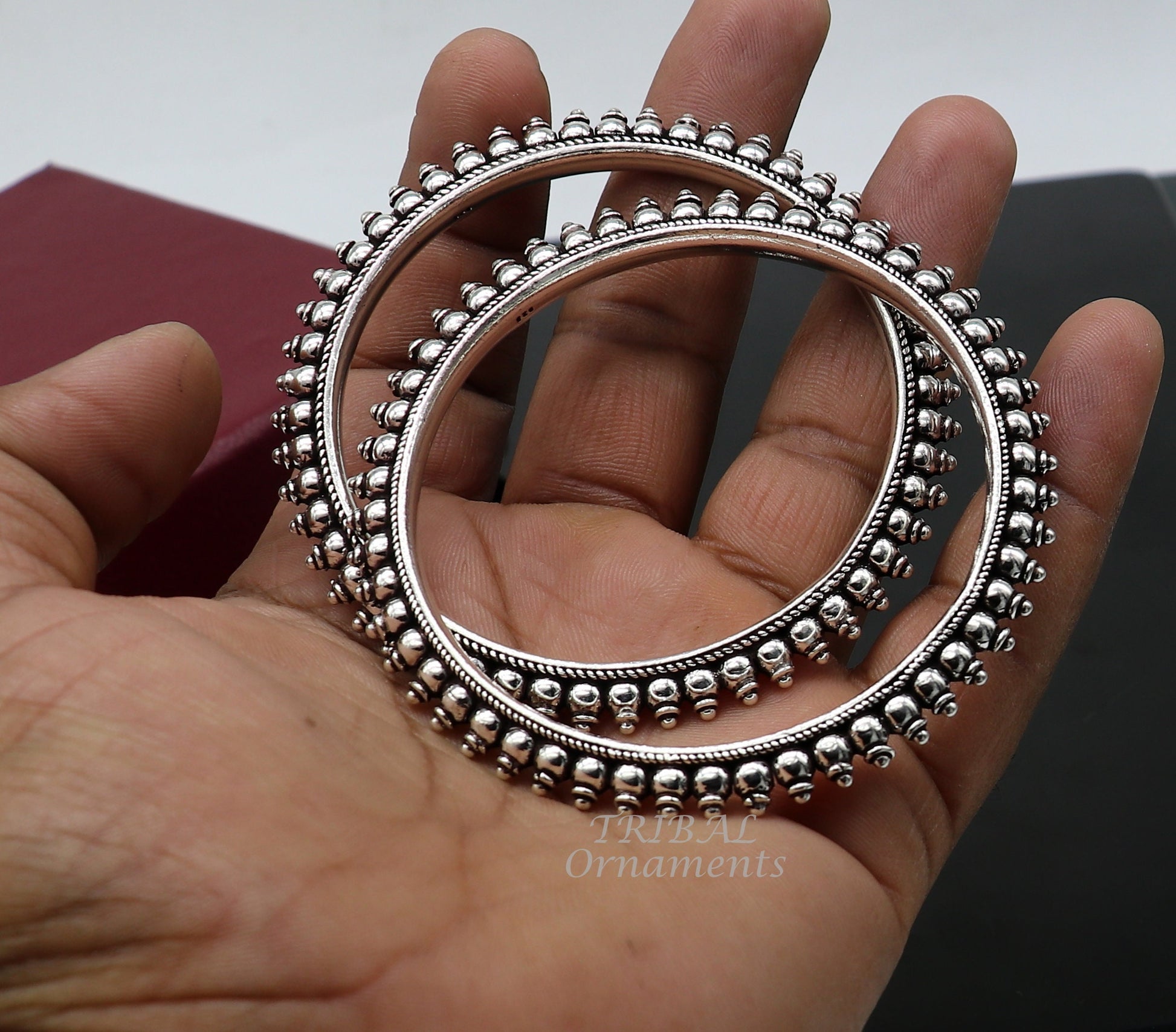 925 sterling silver handmade amazing fashionable cultural bangle bracelet, best brides silver jewelry gifting girl's bangles nba352 - TRIBAL ORNAMENTS