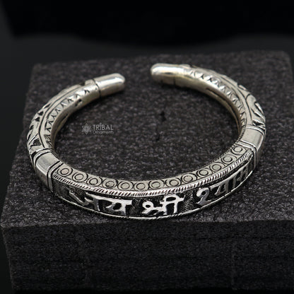 925 sterling silver Jai Shri Shyam Krishna Matra Kada bangle jewelry, unisex tribal ornament bangle, traditional silver jewelry