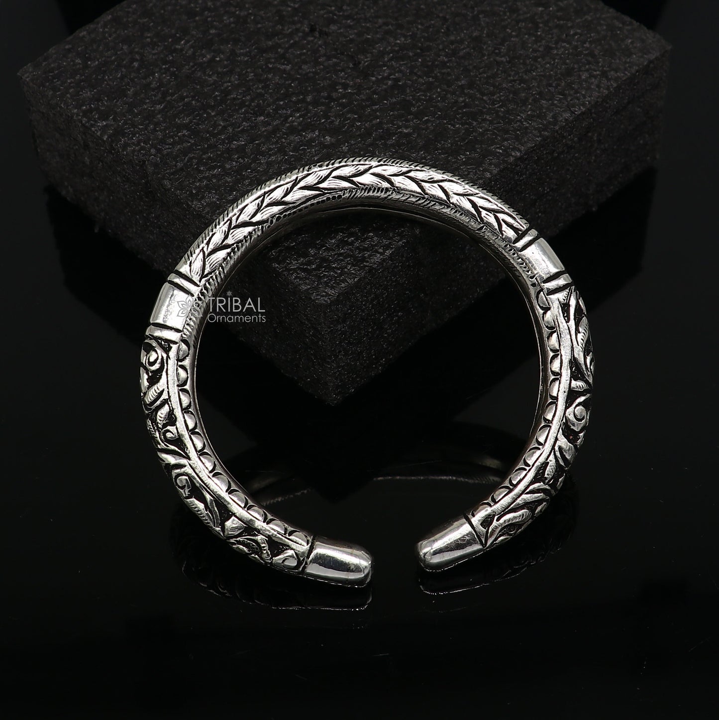 Divine lord krishna "jai shri shyam" matra handmade 925 sterling silver kada, best unisex bangle bracelet kada jewelry from india nsk710 - TRIBAL ORNAMENTS