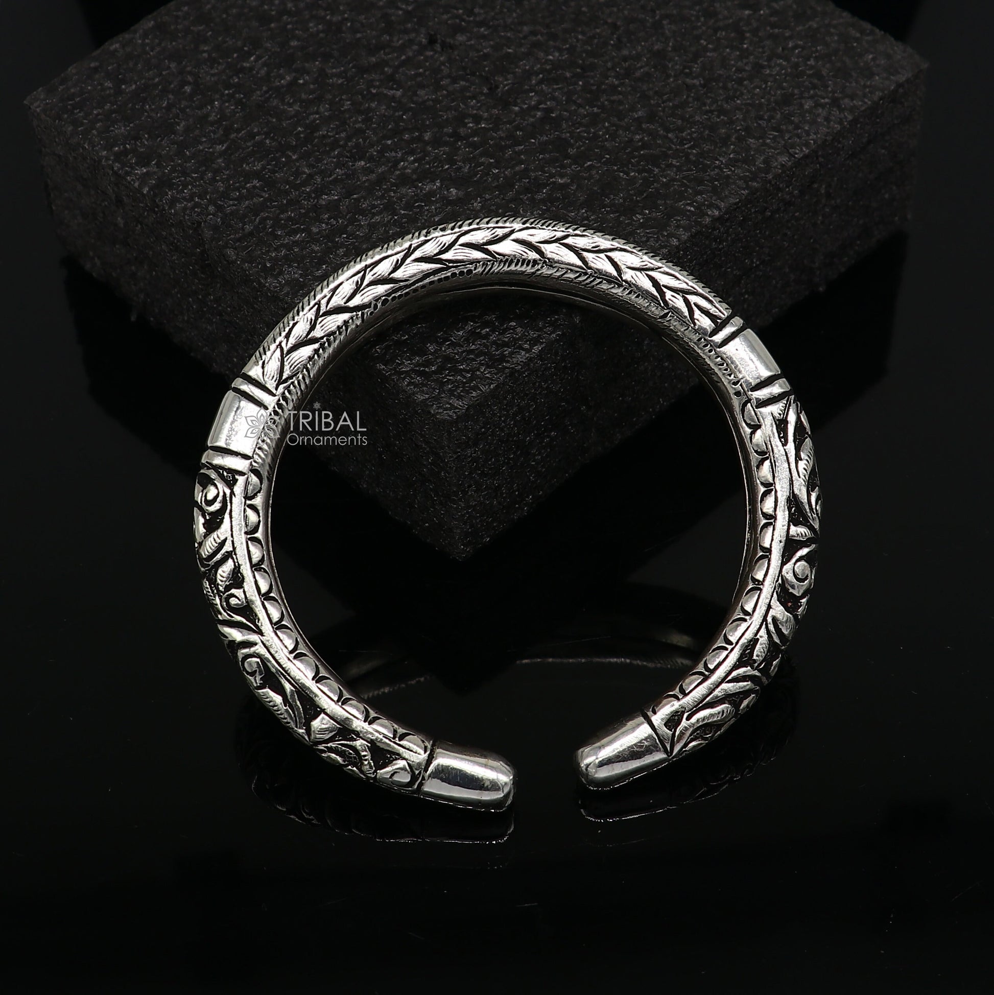 Divine lord krishna "jai shri shyam" matra handmade 925 sterling silver kada, best unisex bangle bracelet kada jewelry from india nsk710 - TRIBAL ORNAMENTS