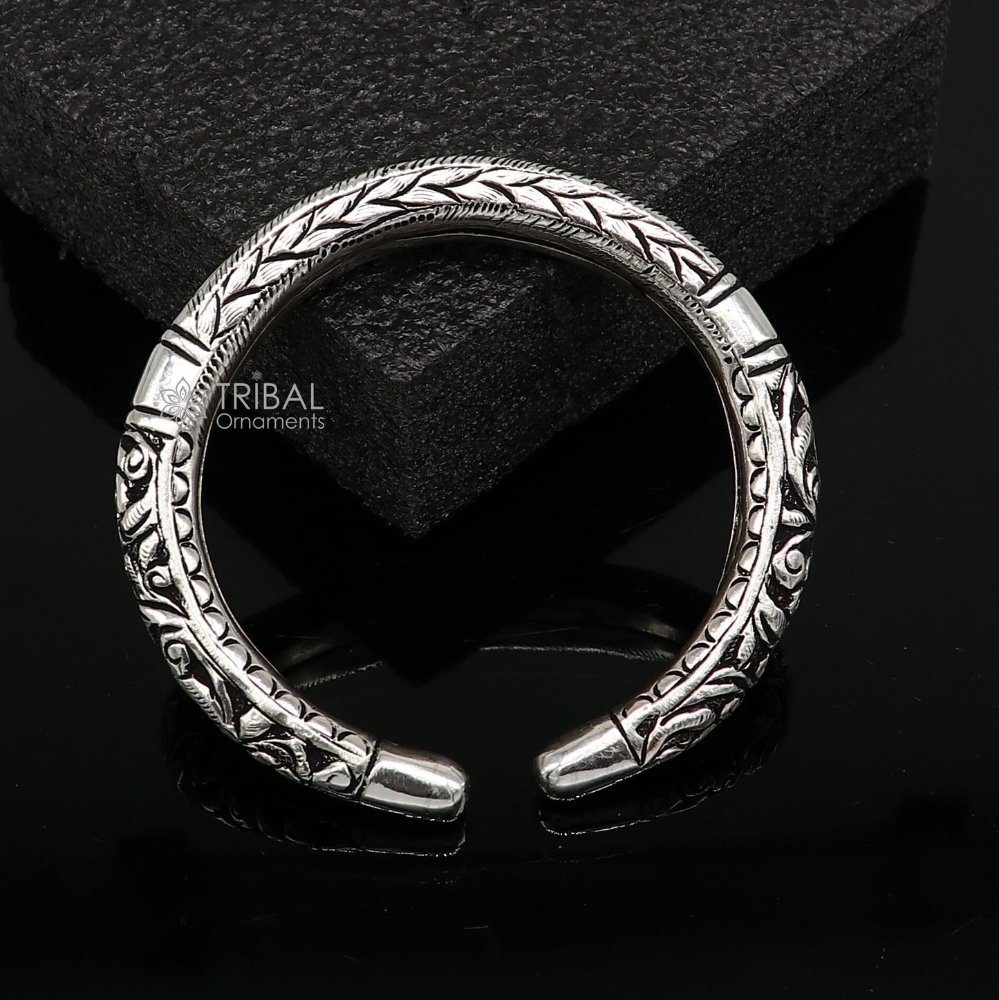 Divine lord krishna "jai shri shyam" matra handmade 925 sterling silver kada, best unisex bangle bracelet kada jewelry from india nsk710 - TRIBAL ORNAMENTS