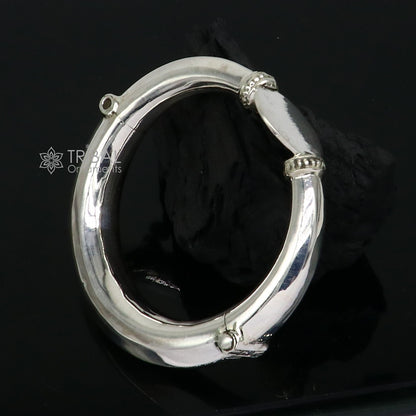 Vintage 925 sterling silver Banjara tribal bangle bracelet with plain handmade design, ethnic cuff jewelry by Tribal Ornaments.