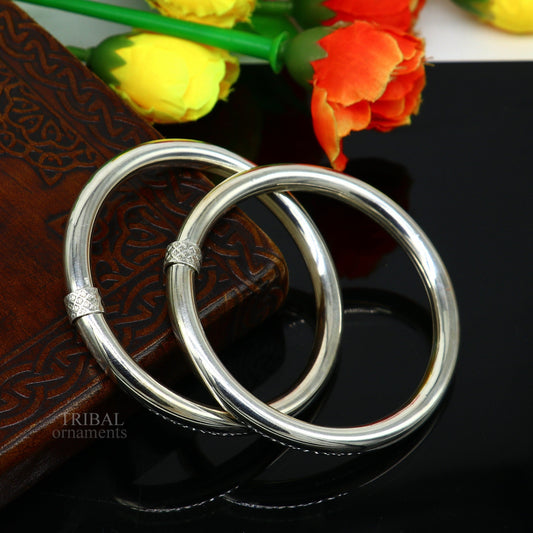 925 sterling silver plain shiny bright bangle bracelet kada, excellent personalized gifting stylish fancy bangle for girls nba268 - TRIBAL ORNAMENTS