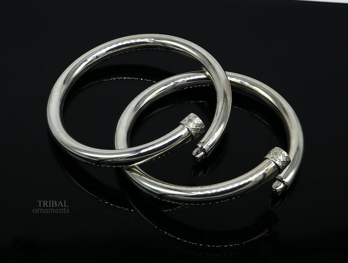 925 sterling silver plain shiny bright bangle bracelet kada, excellent personalized gifting stylish fancy bangle for girls nba268 - TRIBAL ORNAMENTS