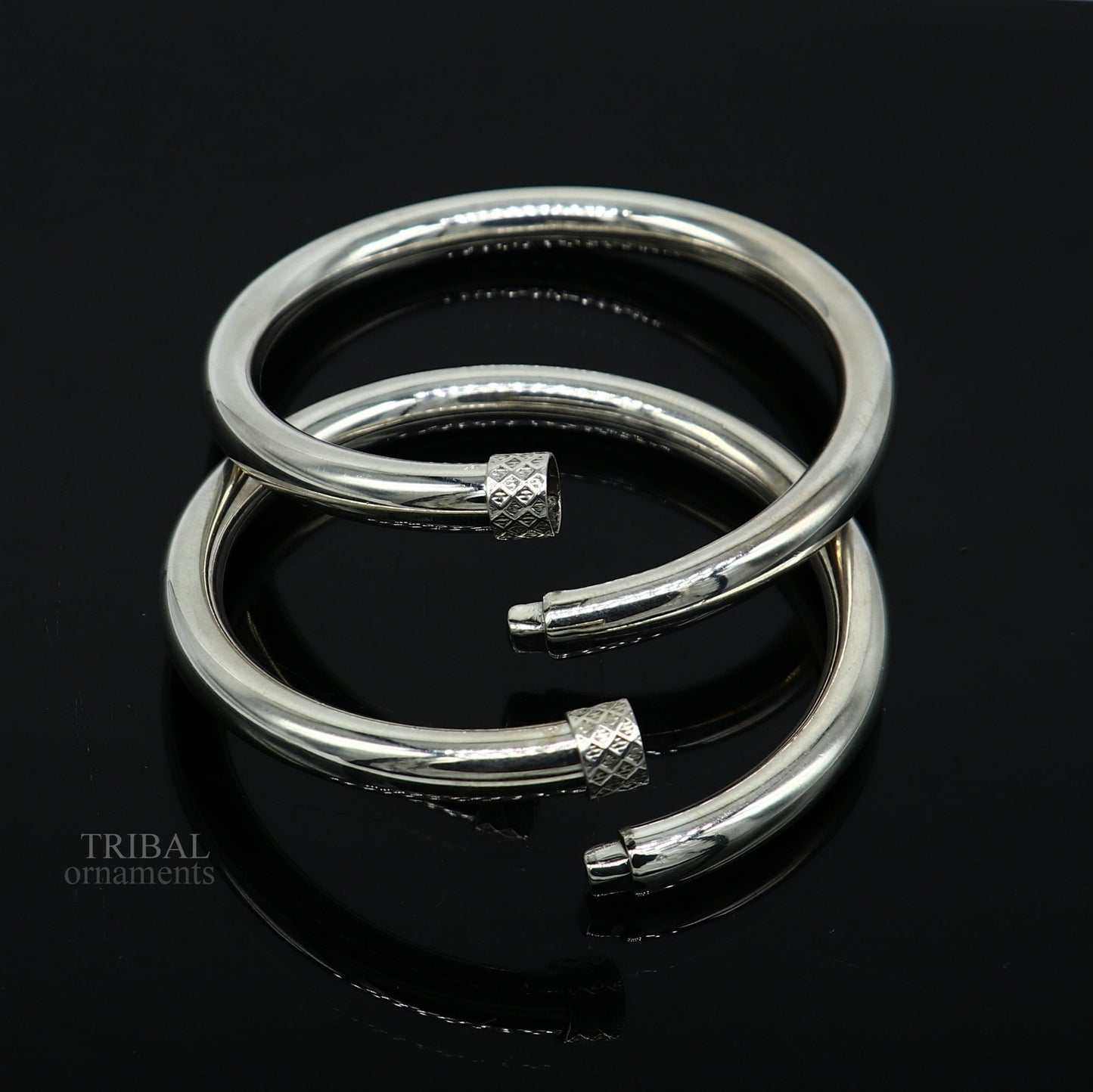 925 sterling silver plain shiny bright bangle bracelet kada, excellent personalized gifting stylish fancy bangle for girls nba268 - TRIBAL ORNAMENTS