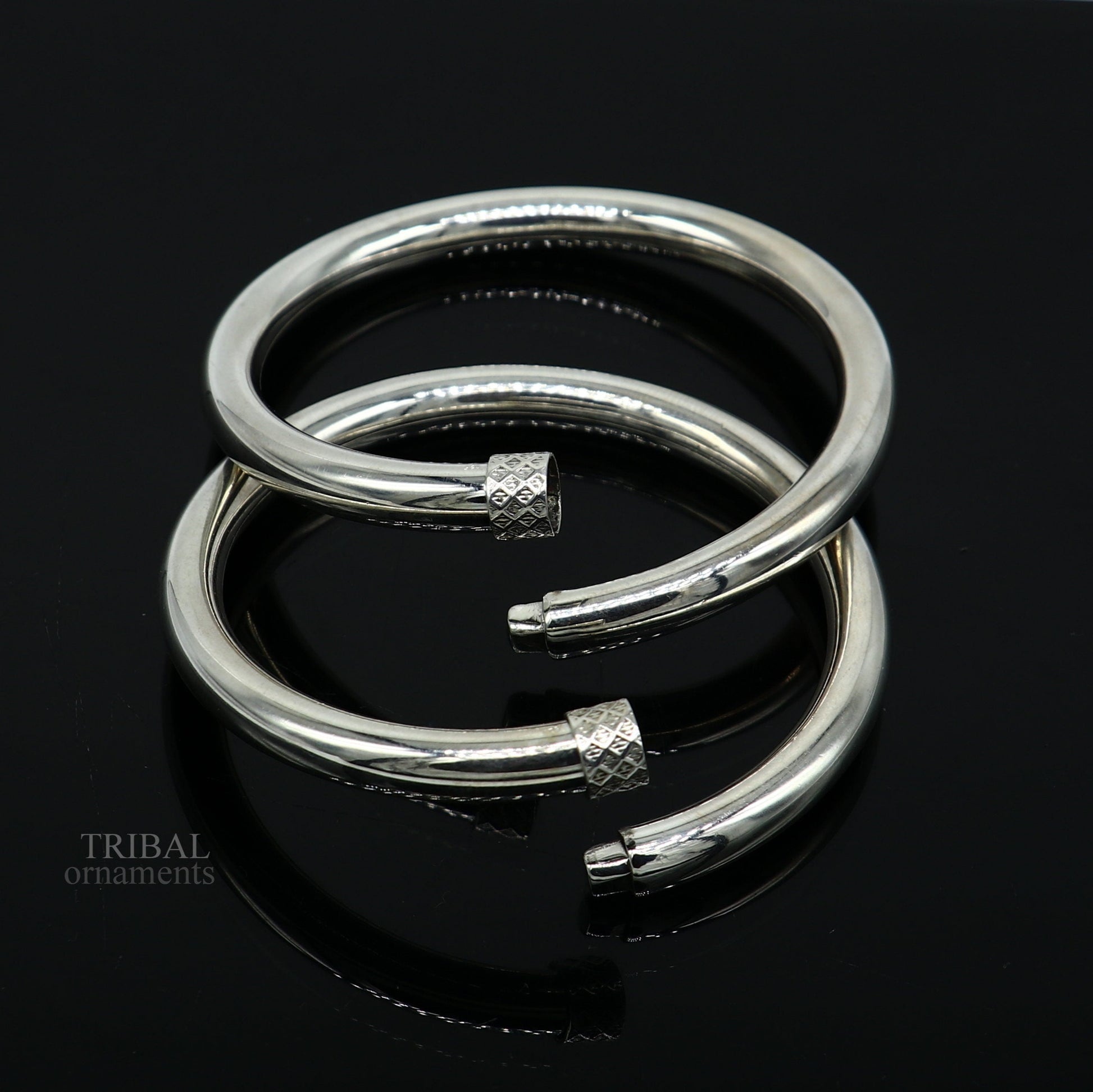 925 sterling silver plain shiny bright bangle bracelet kada, excellent personalized gifting stylish fancy bangle for girls nba268 - TRIBAL ORNAMENTS