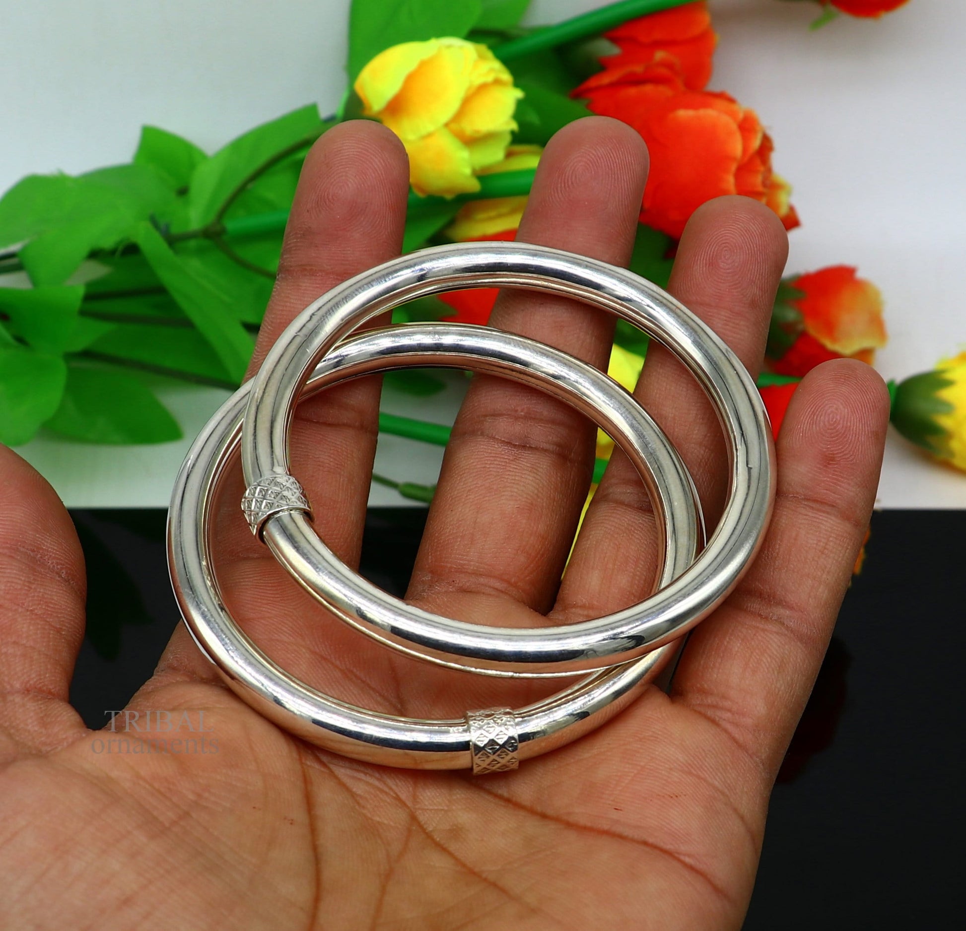 925 sterling silver plain shiny bright bangle bracelet kada, excellent personalized gifting stylish fancy bangle for girls nba268 - TRIBAL ORNAMENTS