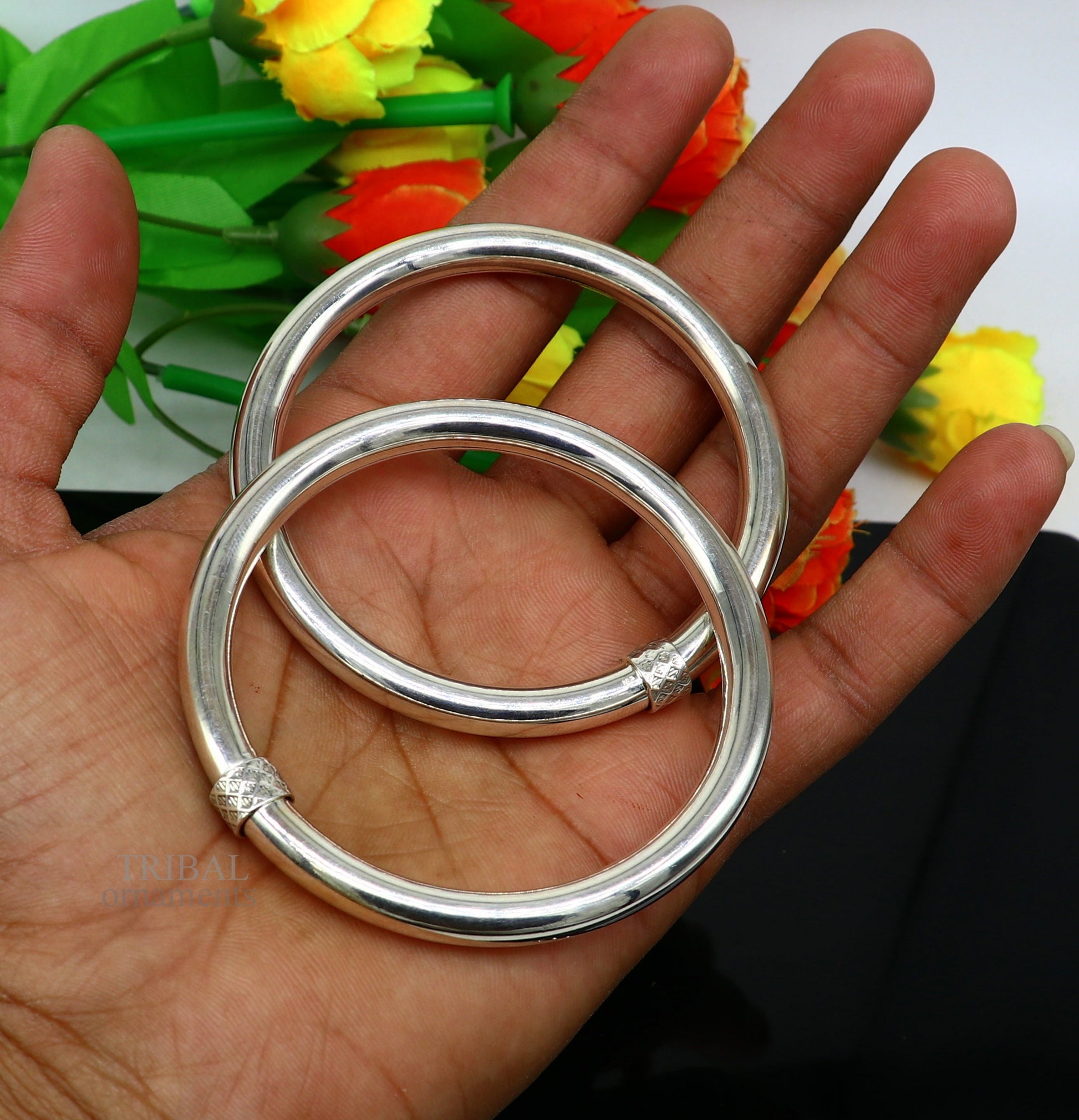 925 sterling silver plain shiny bright bangle bracelet kada, excellent personalized gifting stylish fancy bangle for girls nba268 - TRIBAL ORNAMENTS