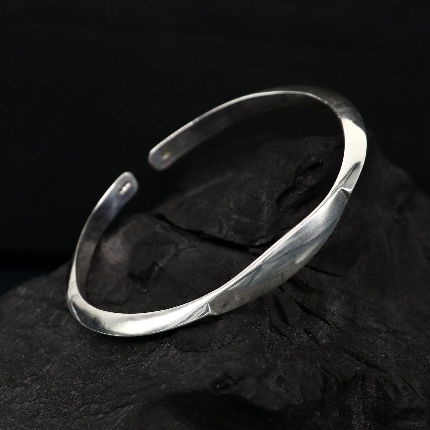 925 sterling silver plain shiny designer bangle bracelet kada, excellent personalized gifting adjustable fancy bangle men's or girls cuff68 - TRIBAL ORNAMENTS