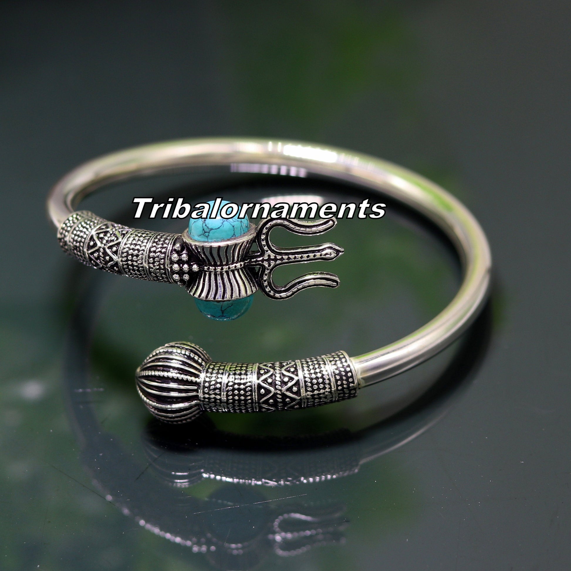 Amazing design Handcrafted 925 sterling silver bangle bracelet kada excellent Lord shiva trident customized jewelry,gifting unisex nsk240 - TRIBAL ORNAMENTS