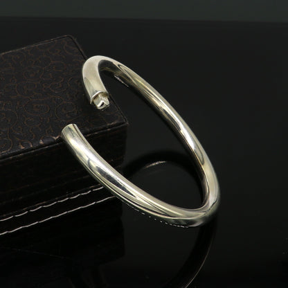 Fine 925 sterling silver plain shiny bright bangle bracelet kada, excellent personalized gifting stylish fancy bangle men's or girls nssk350 - TRIBAL ORNAMENTS