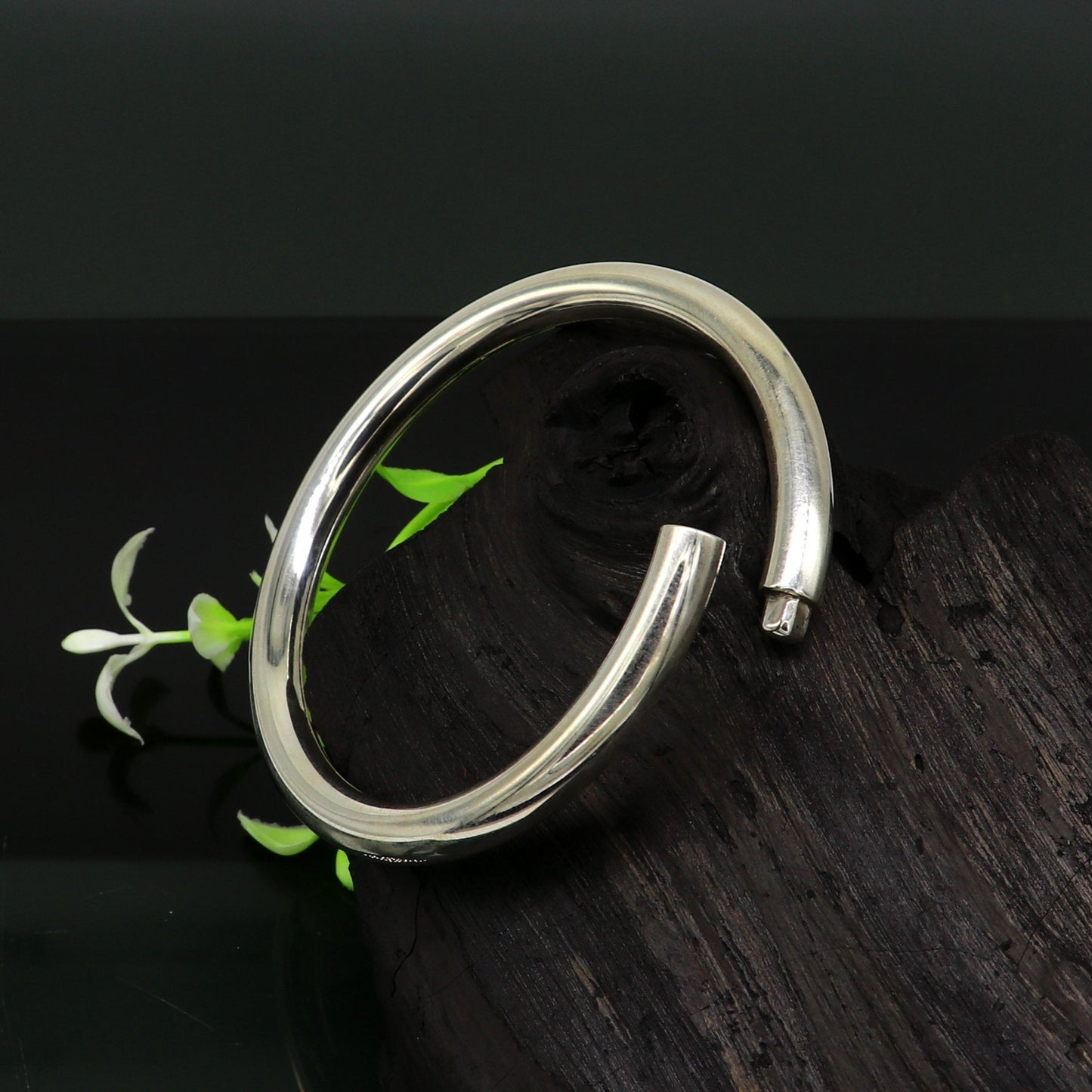 Fine 925 sterling silver plain shiny bright bangle bracelet kada, excellent personalized gifting stylish fancy bangle men's or girls nssk350 - TRIBAL ORNAMENTS