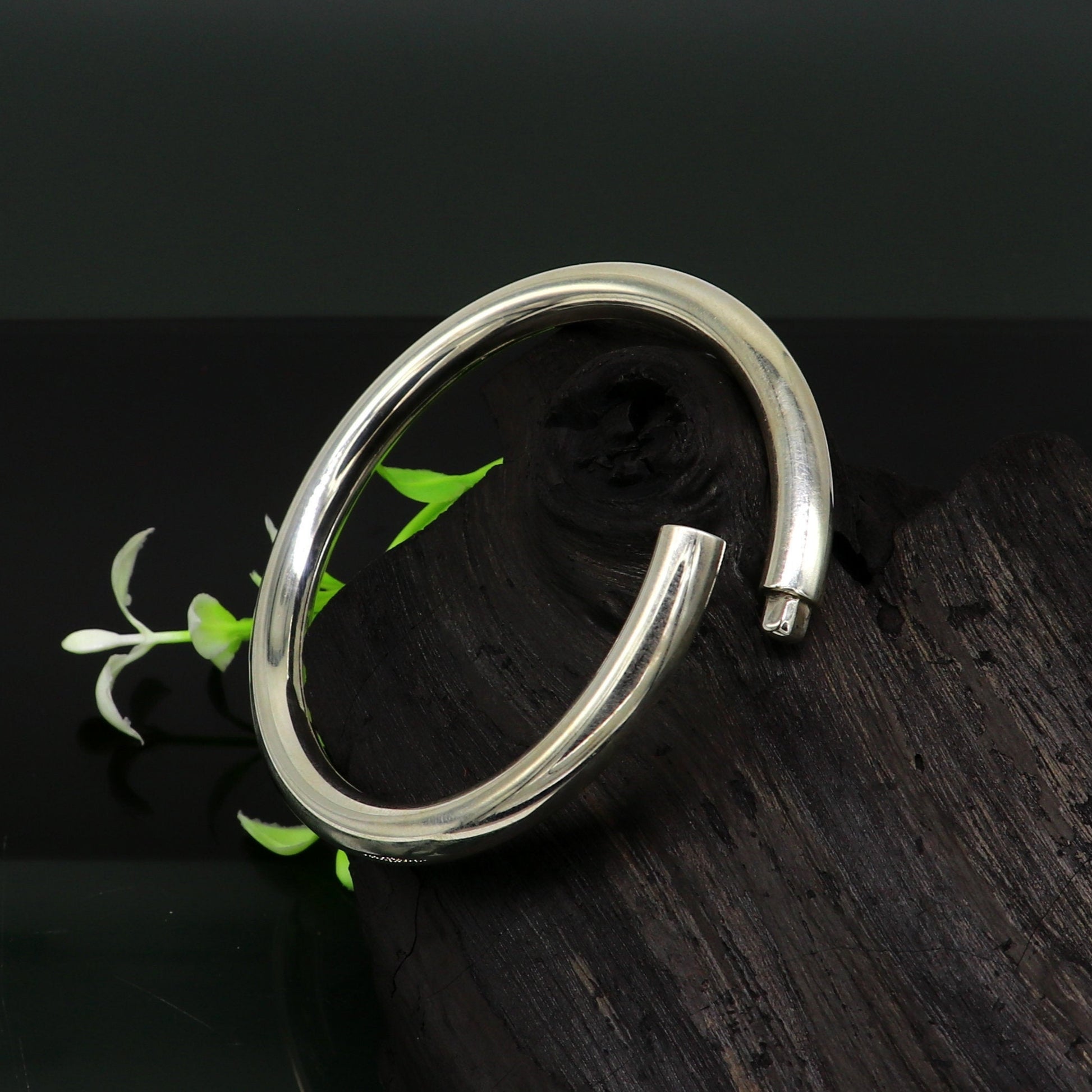 Fine 925 sterling silver plain shiny bright bangle bracelet kada, excellent personalized gifting stylish fancy bangle men's or girls nssk350 - TRIBAL ORNAMENTS