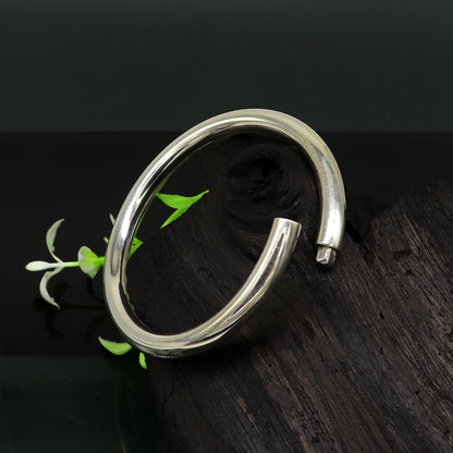 Fine 925 sterling silver plain shiny bright bangle bracelet kada, excellent personalized gifting stylish fancy bangle men's or girls nssk350 - TRIBAL ORNAMENTS